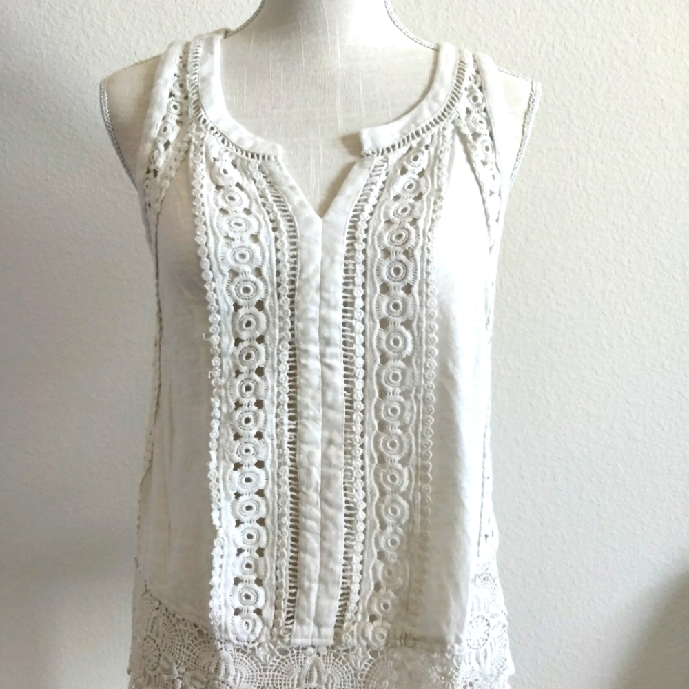 Embroidered sleeveless top